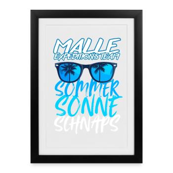 Équipe des expéditions de Malle : Schnapps de Soleil d’Été - Affiche encadrée (27 × 37 cm) - noir - Devant