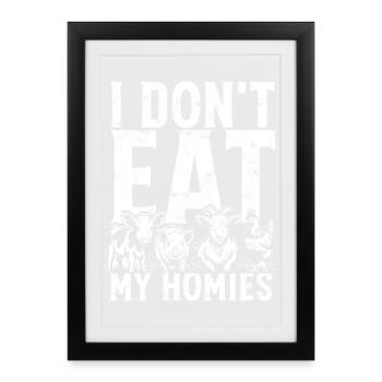 Les potes de la ferme ne mangent pas mes potes - Affiche encadrée (27 × 37 cm) - noir - Devant