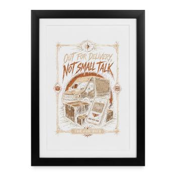 Art rétro de camionnette de livraison Drôle de coursier - Affiche encadrée (27 × 37 cm) - noir - Devant