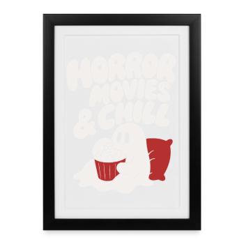 Horror Movies and Chill Ghost Humor - Gerahmtes Poster (27 × 37 cm) - Schwarz - Vorne