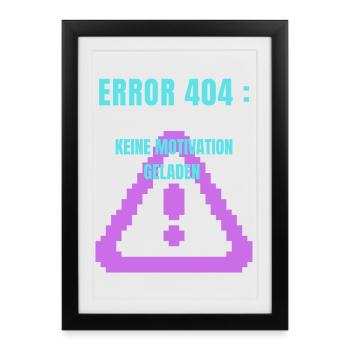 Error 404 Design  - Gerahmtes Poster (27 × 37 cm) - Schwarz - Vorne