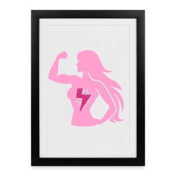 Silhouette rose de la girl power - Affiche encadrée (27 × 37 cm) - noir - Devant