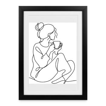 Coffee Break Line Art - Framed poster (27 × 37 cm) - black - Front