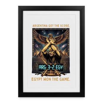 Égypte Argentine Score de football Vintage Égyptien - Affiche encadrée (27 × 37 cm) - noir - Devant