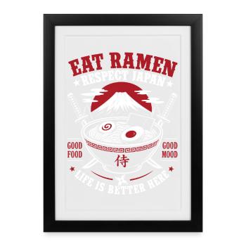 Eat Ramen Respect Japan - Gerahmtes Poster (27 × 37 cm) - Schwarz - Vorne