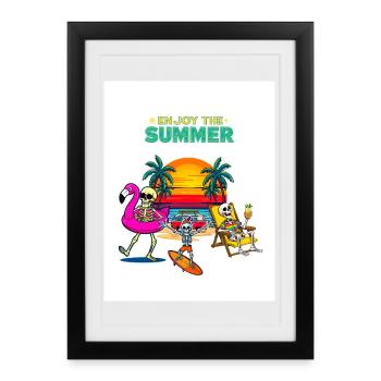 Summer Skeleton Fun at the Beach - Framed poster (27 × 37 cm) - black - Front
