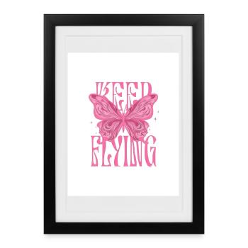 T-Shirt Girl Pink  - Affiche encadrée (27 × 37 cm) - noir - Devant