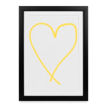 Gelbes Herz gelb Geschenkidee Liebe Valentinstag - Gerahmtes Poster (27 × 37 cm) - Schwarz - Vorne