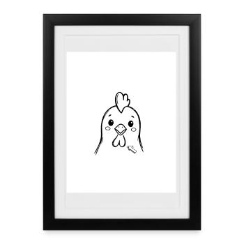 Chick Friend : Dessin au trait minimal - Affiche encadrée (27 × 37 cm) - noir - Devant