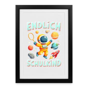 Schulkind 2026 Einschulung 2026 Schulanfang - Gerahmtes Poster (27 × 37 cm) - Schwarz - Vorne