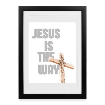 Graphique de Jésus est la Croix - Affiche encadrée (27 × 37 cm) - noir - Devant