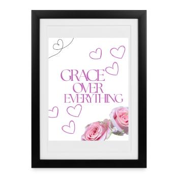 La grâce sur tout Cœur floral - Affiche encadrée (27 × 37 cm) - noir - Devant