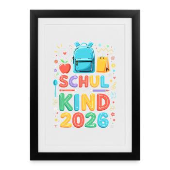 Scolaire 2026 Inscription scolaire 2026 Retour à l’école - Affiche encadrée (27 × 37 cm) - noir - Devant