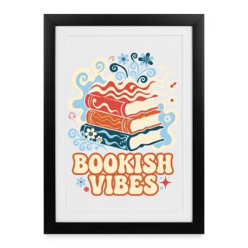 Books Rétro Booksish Vibes - Affiche encadrée (27 × 37 cm) - noir - Devant