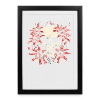 Red Lily Skull Blossom - Framed poster (27 × 37 cm) - black - Front