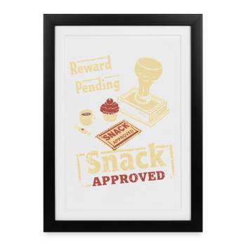 Timbre vintage approuvé par les snacks - Affiche encadrée (27 × 37 cm) - noir - Devant