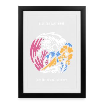 Ride The Last Wave Surfer Skull Ocean Gift - Framed poster (27 × 37 cm) - black - Front