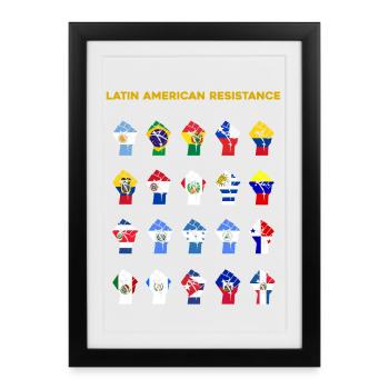 Latin American Resistance Flags Montage - Framed poster (27 × 37 cm) - black - Front