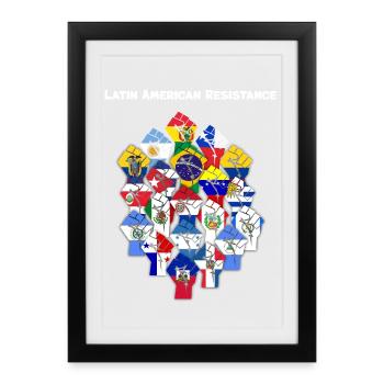Mosaïque des drapeaux latins - Affiche encadrée (27 × 37 cm) - noir - Devant