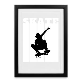 Skateboard Silhouette Skater Gift Cool Shirt - Framed poster (27 × 37 cm) - black - Front