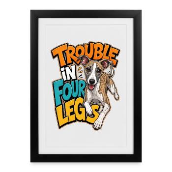 Whippet - Affiche encadrée (27 × 37 cm) - noir - Devant