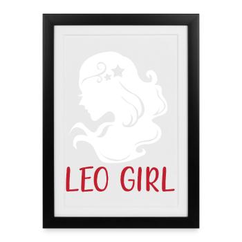 Signe du zodiaque Lion - Affiche encadrée (27 × 37 cm) - noir - Devant