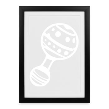 Rassel Baby Geschenk Geburt  - Gerahmtes Poster (27 × 37 cm) - Schwarz - Vorne