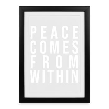 Frieden innerhalb des Rasters Typografie - Gerahmtes Poster (27 × 37 cm) - Schwarz - Vorne