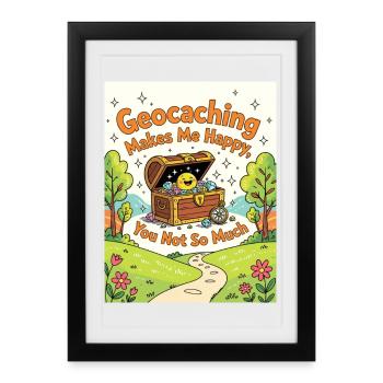 Geocaching von Schätzen macht mich glücklich - Gerahmtes Poster (27 × 37 cm) - Schwarz - Vorne