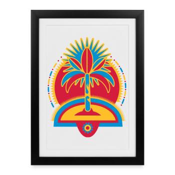 Un palmier sur une île - Affiche encadrée (27 × 37 cm) - noir - Devant