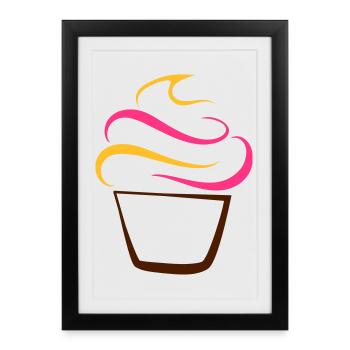 Cupcake pen drawing - Framed poster (27 × 37 cm) - black - Front