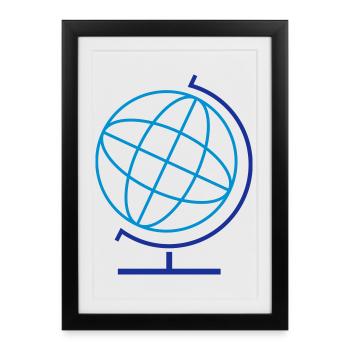 Geometric Globe Line Art - Framed poster (27 × 37 cm) - black - Front