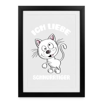 J'adore les moustaches - les chats - les chats - les tigres - Affiche encadrée (27 × 37 cm) - noir - Devant