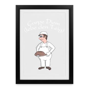 Boulanger Carpe Diem - Vis la pâte - Affiche encadrée (27 × 37 cm) - noir - Devant