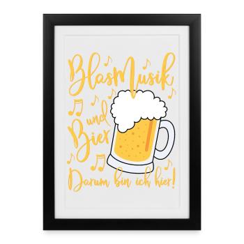 Musique de fanfare et bière C’est pourquoi je suis ici - Affiche encadrée (27 × 37 cm) - noir - Devant