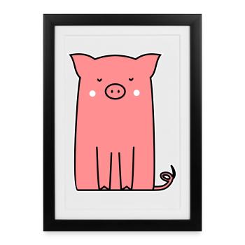 pink piglet piglet sow cute animal - Framed poster (27 × 37 cm) - black - Front