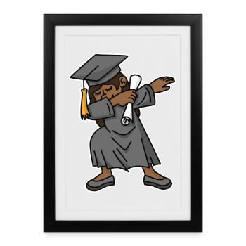 Black girl student dab dabbing graduation school - Framed poster (27 × 37 cm) - black - Front