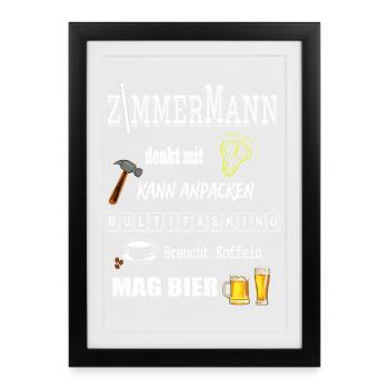 Zimmermann - Gerahmtes Poster (27 × 37 cm) - Schwarz - Vorne