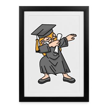 Classe de 2020 remise des diplômes Corona DAB fille senior - Affiche encadrée (27 × 37 cm) - noir - Devant