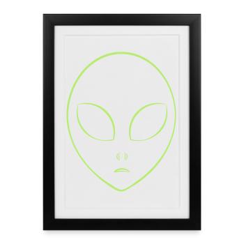 Alien tête symbole abstrait minimaliste - Affiche encadrée (27 × 37 cm) - noir - Devant