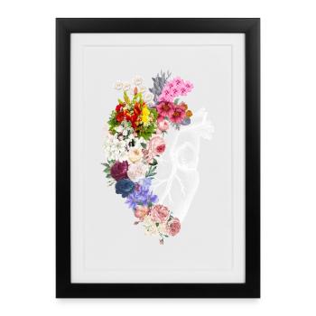 Cœur anatomique floral - Affiche encadrée (27 × 37 cm) - noir - Devant