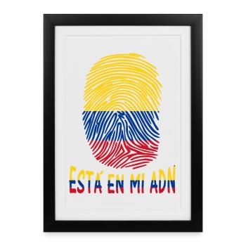 flag of Colombia t-shirt design està en mi adn - Framed poster (27 × 37 cm) - black - Front