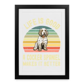 Dog Cocker Spaniel - Framed poster (27 × 37 cm) - black - Front