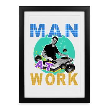 Dj Man au travail - Affiche encadrée (27 × 37 cm) - noir - Devant