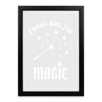 je peux pas j ai magie étoiles baguette magique - Affiche encadrée (27 × 37 cm) - noir - Devant