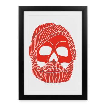 Red fisherman's skull - Framed poster (27 × 37 cm) - black - Front