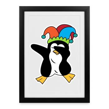 Animal Penguin Drôle d’oiseau de mer Zoo - Affiche encadrée (27 × 37 cm) - noir - Devant