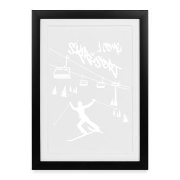 Ski resort I'm coming ! - Framed poster (27 × 37 cm) - black - Front