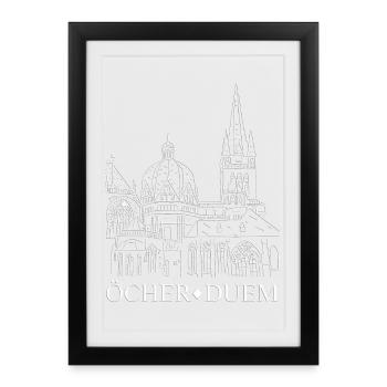 Öcher Duem, Cathédrale d’Aix-la-Chapelle, Platt, dessin - Affiche encadrée (27 × 37 cm) - noir - Devant