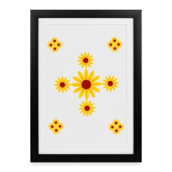 Fleurs tournesol - Affiche encadrée (27 × 37 cm) - noir - Devant